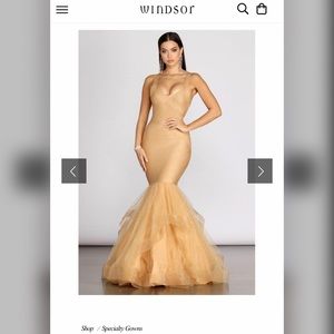 Gold bandage dress Sz 6 Tulle mermaid